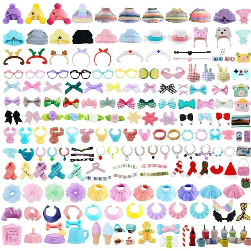 Accessories for lps Pets, (Random 20 pc) Hat Scarf Jacket Dress Bow Skirt Clothes Collar Foof and Drink Toy Accessories fit lps