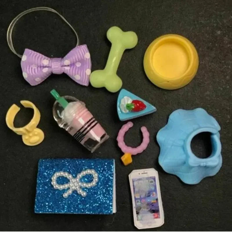 Accessories for lps Pets, (Random 20 pc) Hat Scarf Jacket Dress Bow Skirt Clothes Collar Foof and Drink Toy Accessories fit lps