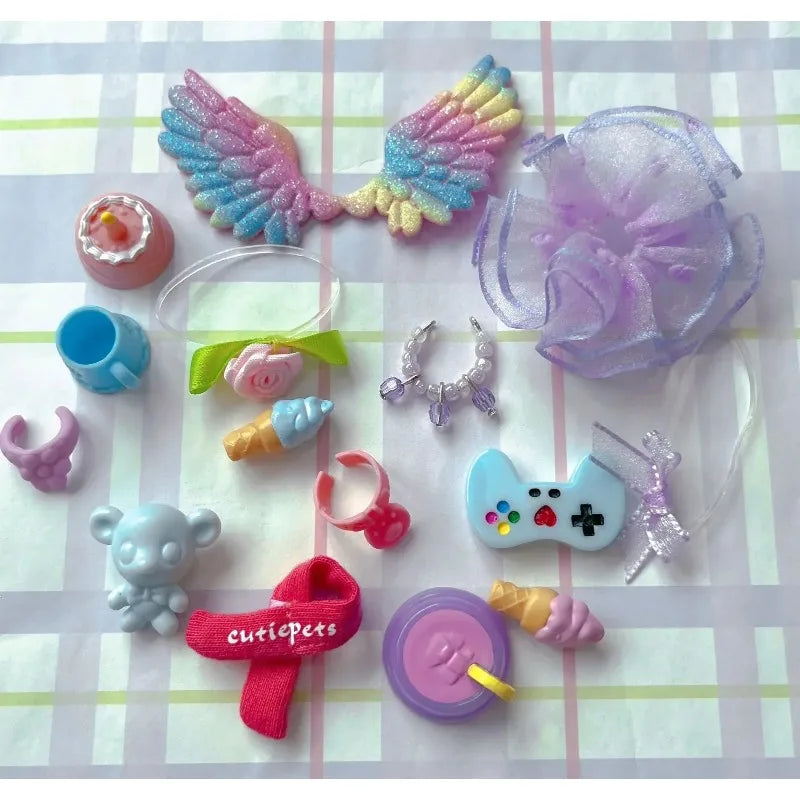 Accessories for lps Pets, (Random 20 pc) Hat Scarf Jacket Dress Bow Skirt Clothes Collar Foof and Drink Toy Accessories fit lps